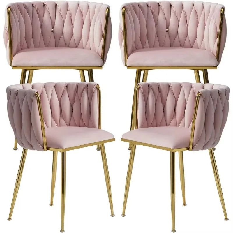 Velvet Dining Chairs Gold Legs Set of 4