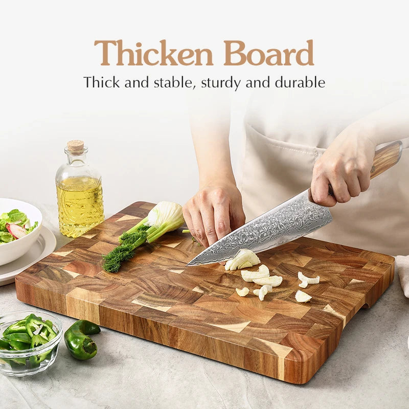 Double-sided Acacia Wood Cutting Board with Drainage