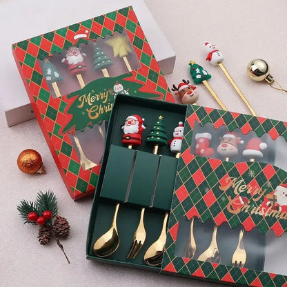 Christmas Stainless Steel Spoon & Fork Set