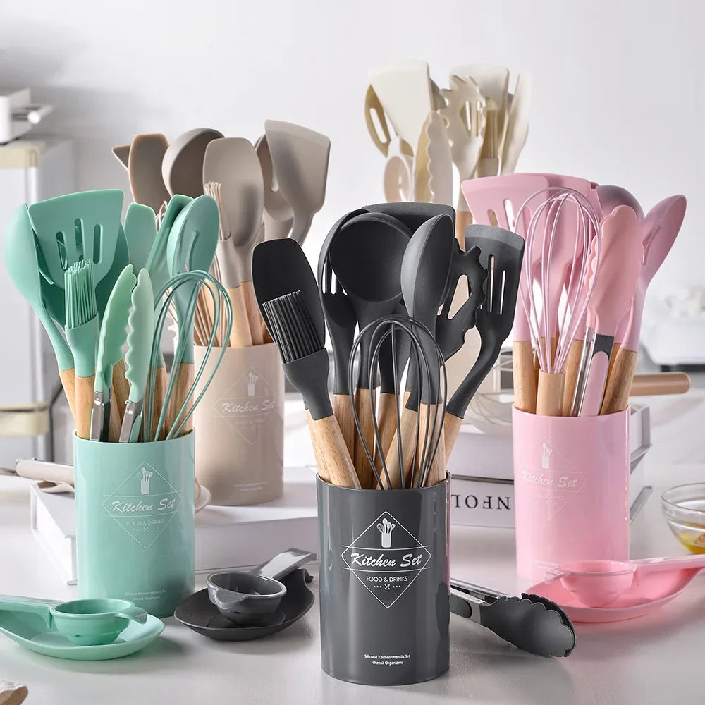 12PCS Silicone Kitchenware Non-Stick Utensils Set