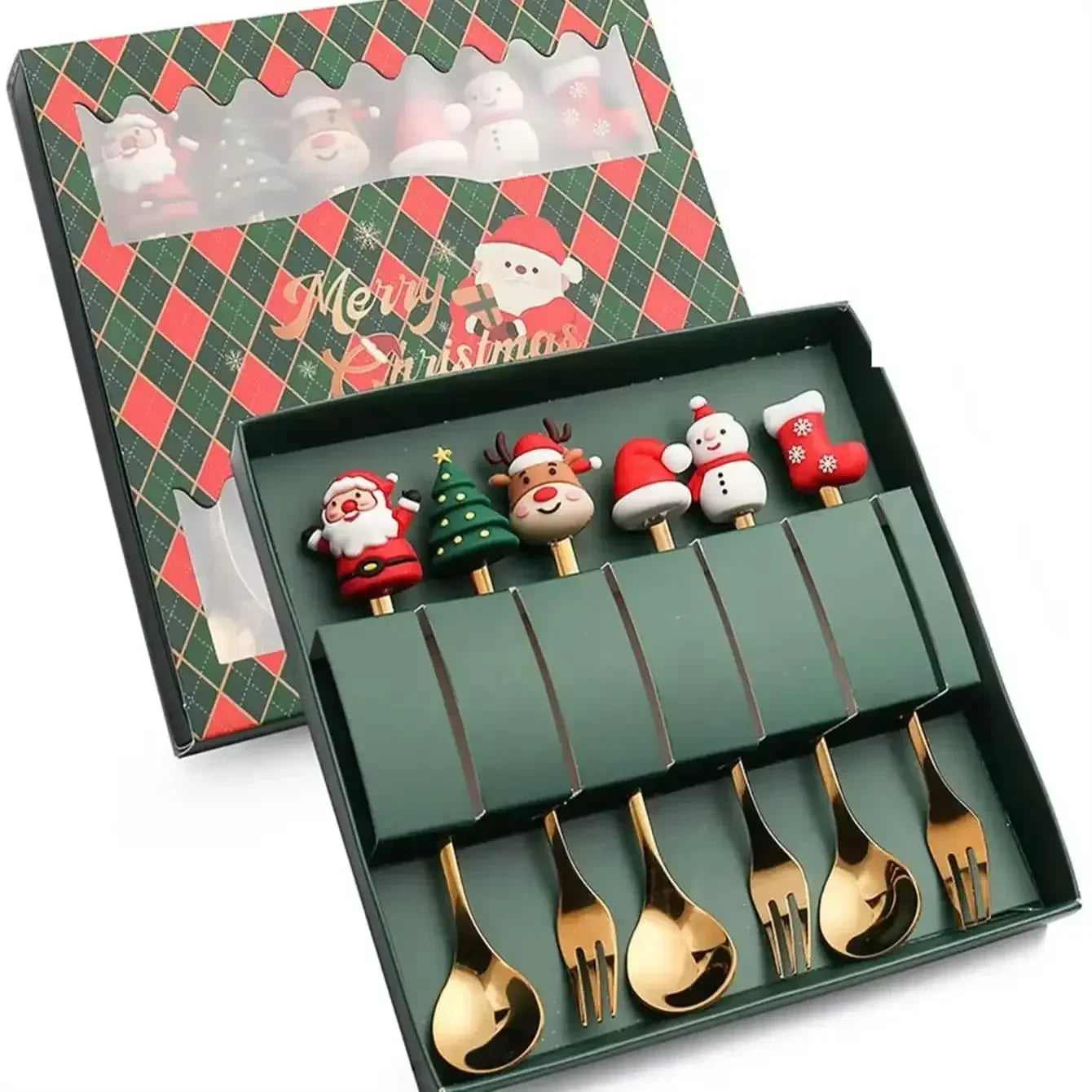 Christmas Stainless Steel Spoon & Fork Set