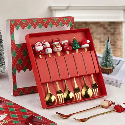 Christmas Stainless Steel Spoon & Fork Set