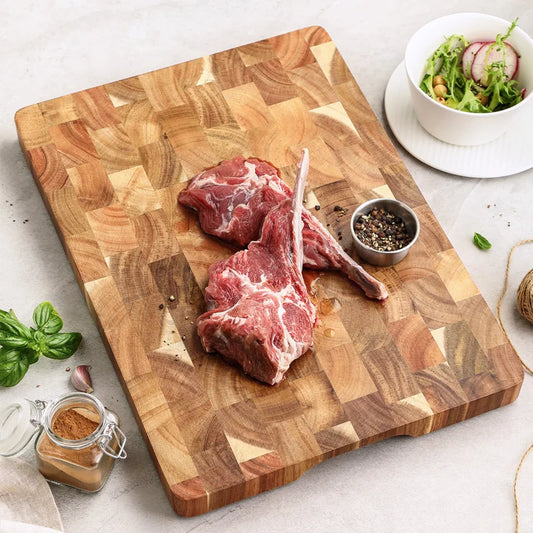 Double-sided Acacia Wood Cutting Board with Drainage