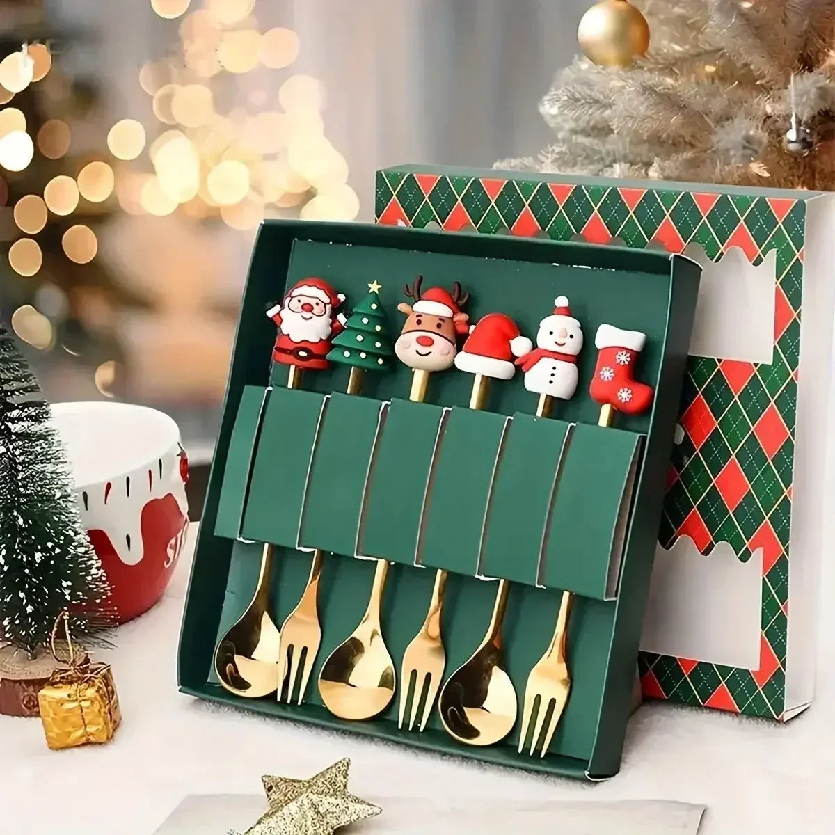 Christmas Stainless Steel Spoon & Fork Set