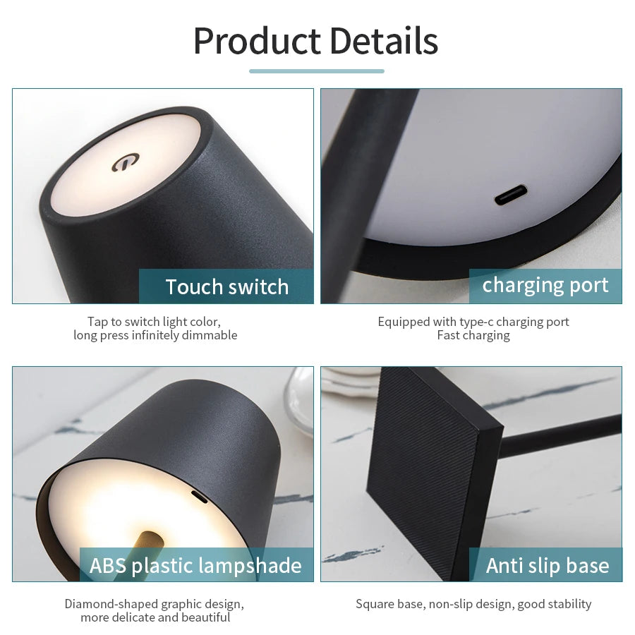 LED Desk Lamp Wireless Touch Light for Bedroom