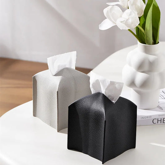 Modern PU Leather Square Tissue Box Cover Holder