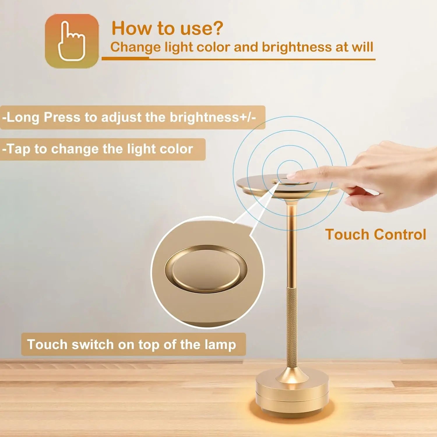 Rechargeable Classic Touch Sensor LED Table Lamp