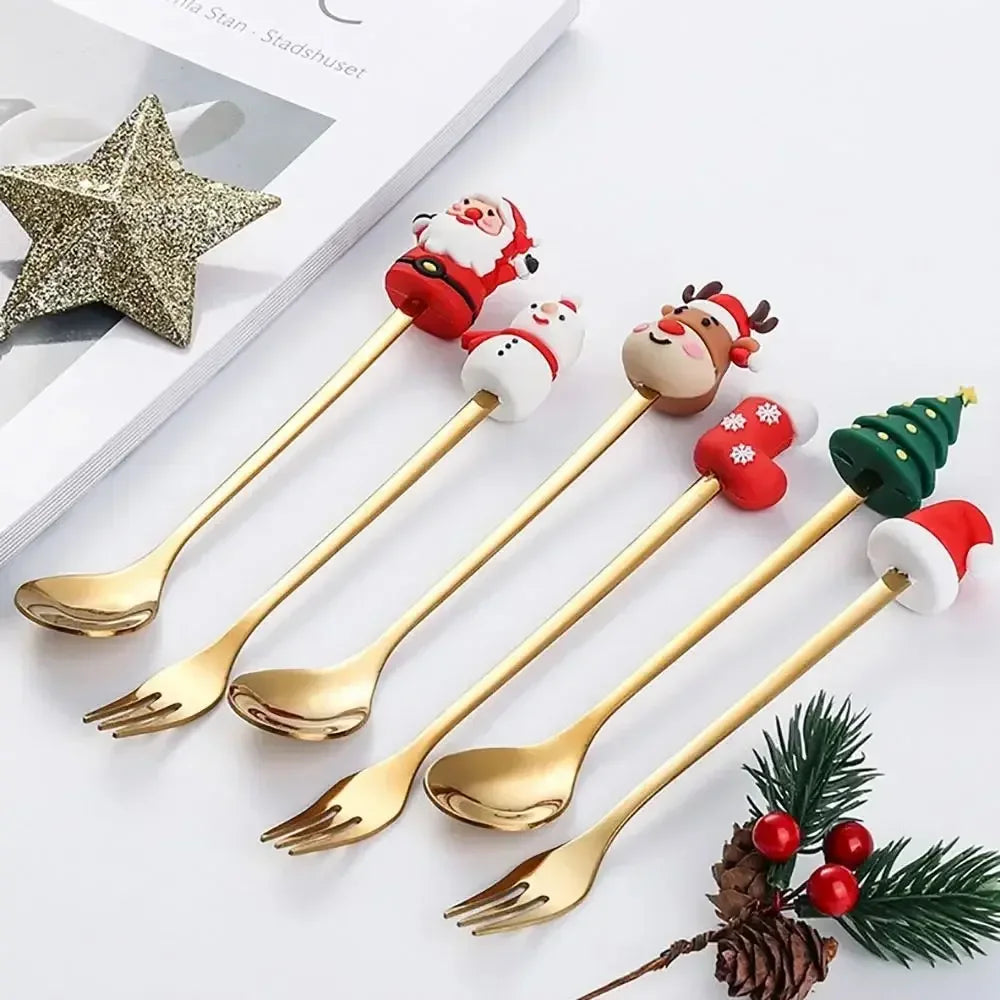 Christmas Stainless Steel Spoon & Fork Set