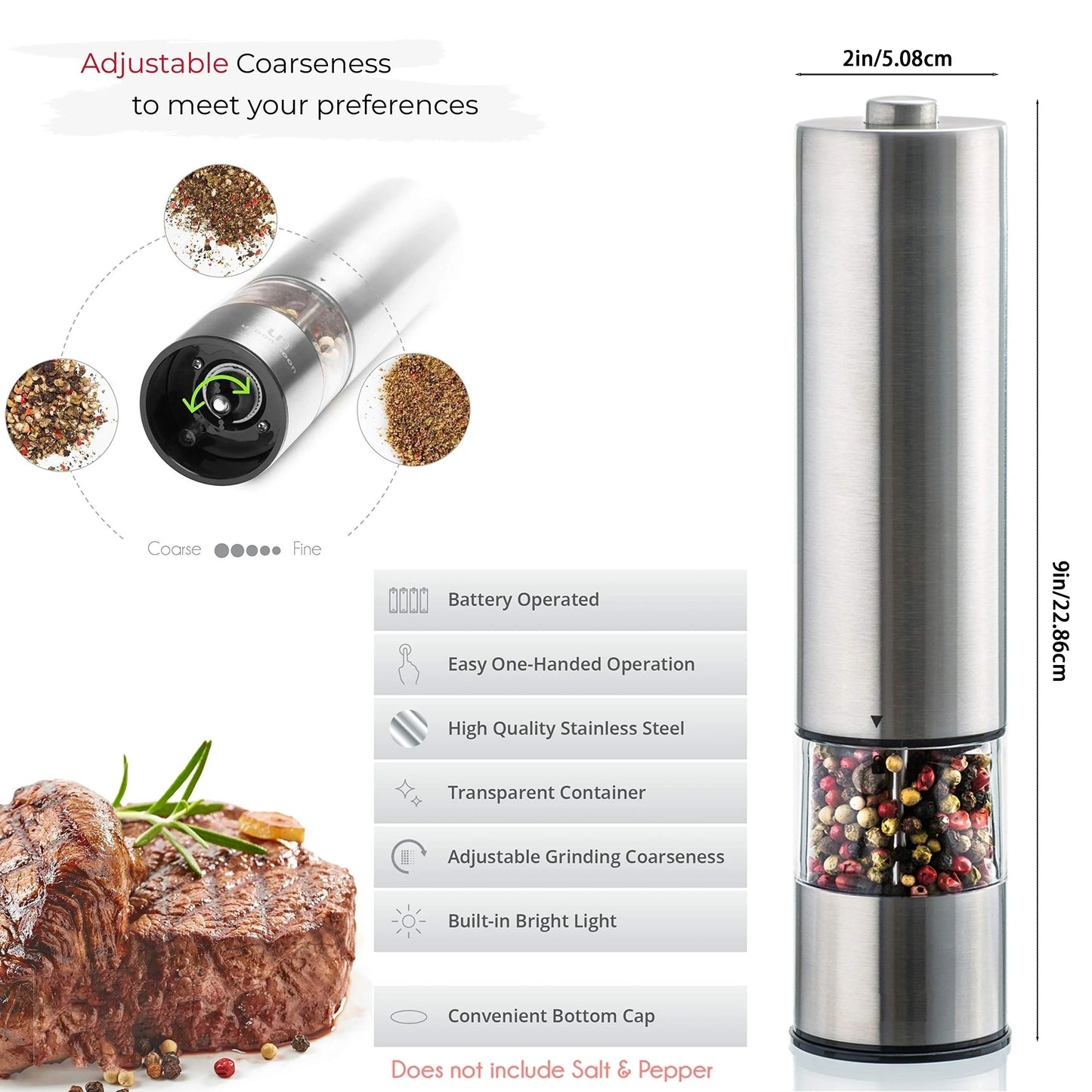 Electric Automatic Pepper Grinder for Kitchen